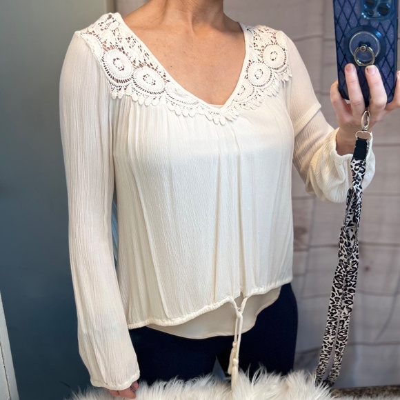 🔥2/$10 |•BILLABONG•| Crochet Trim Peasant Style Top Drawstring Bottom Size Med - Picture 3 of 11